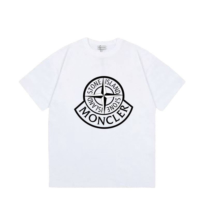 Moncler x Stone Island Collab Logo Graphic Tee White