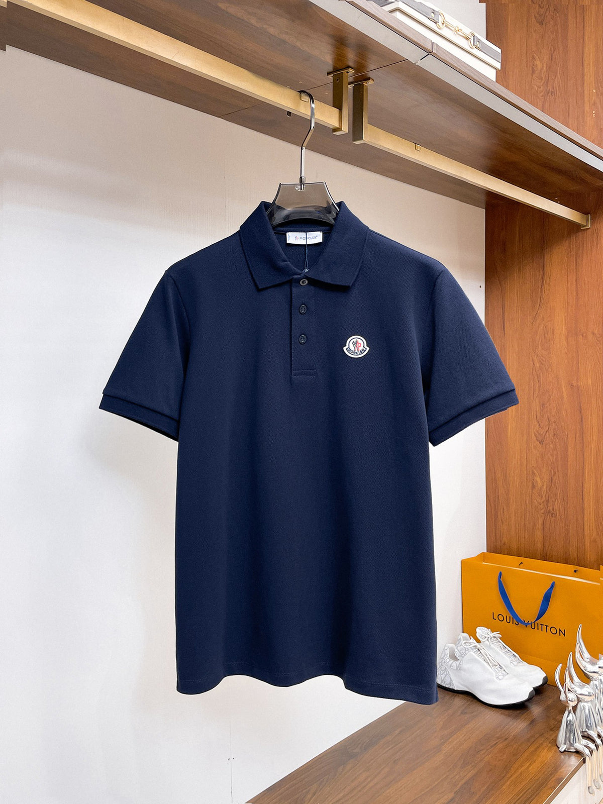 Moncler Badge Piqué Polo Shirt Navy