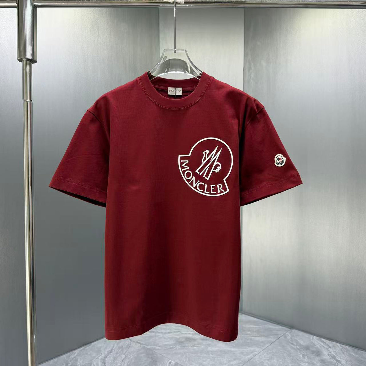 Moncler Oversized Circle Logo T-Shirt Burgundy