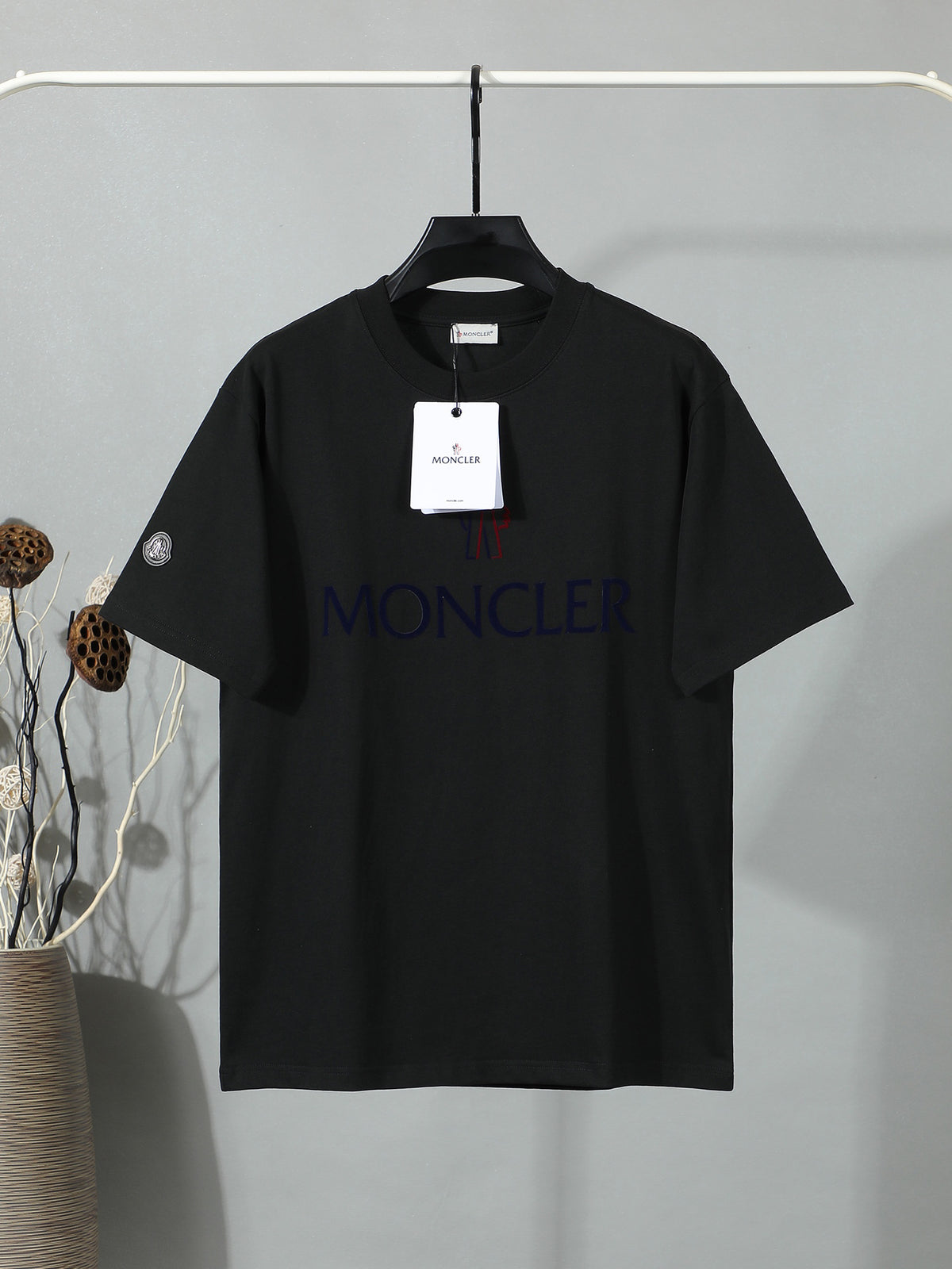 Moncler Wordmark Logo Graphic Tee Black