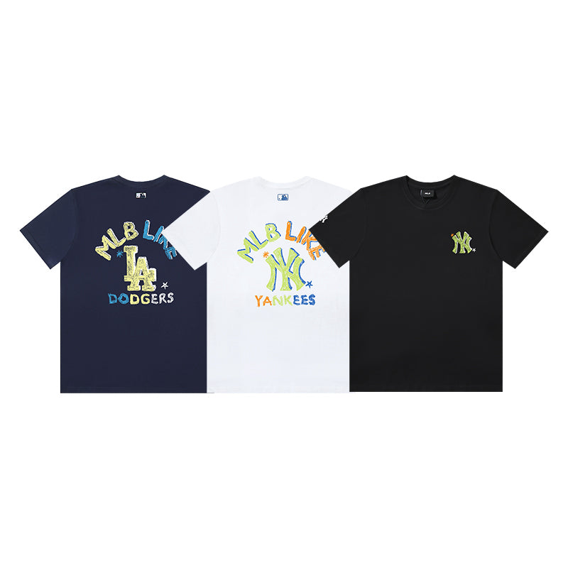 MLB Multicolor Letter Graphic Cotton Short‑Sleeve T‑Shirt