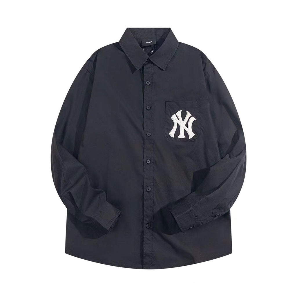 NY Yankees Embroidered NY Oxford Button-Down Shirt - Black