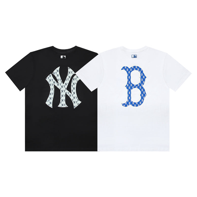 MLB Monogram‑Fill Big Back Logo Cotton Short‑Sleeve T‑Shirt