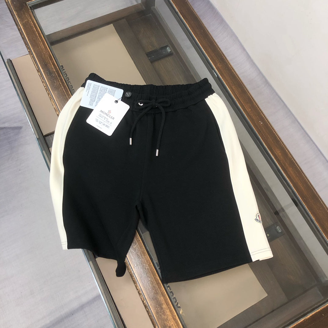 Moncler Side Stripe Knit Shorts Black