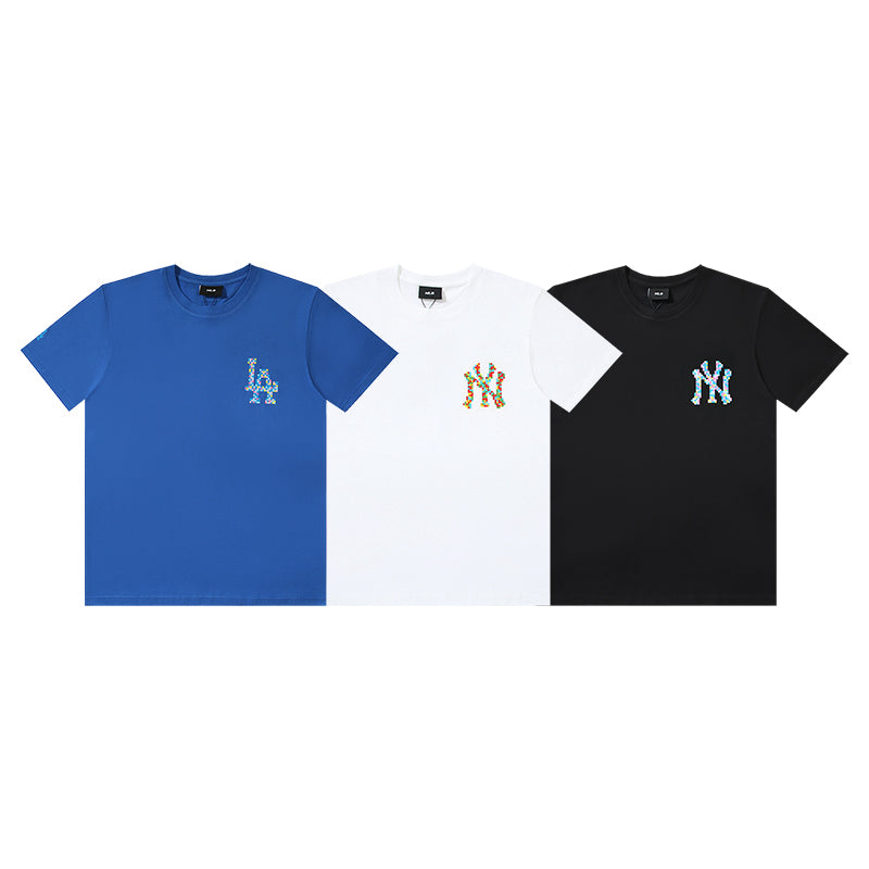 MLB Color‑Pixel Chest Logo Cotton Short‑Sleeve T‑Shirt