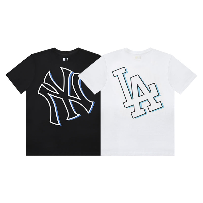 MLB Double‑Strike Outline Logo Crew‑Neck Cotton Short‑Sleeve T‑Shirt