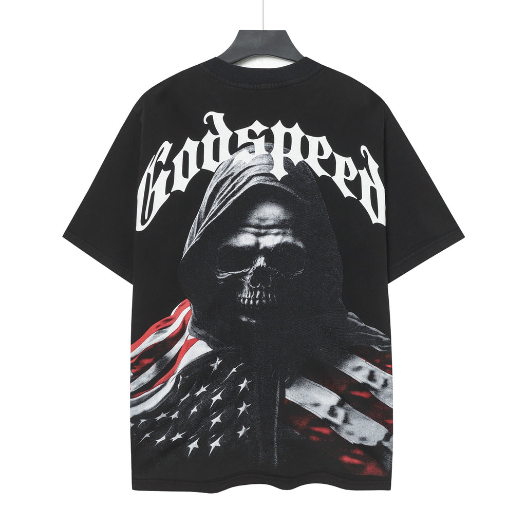 Godspeed Grim Reaper American Flag Vintage Graphic Tee