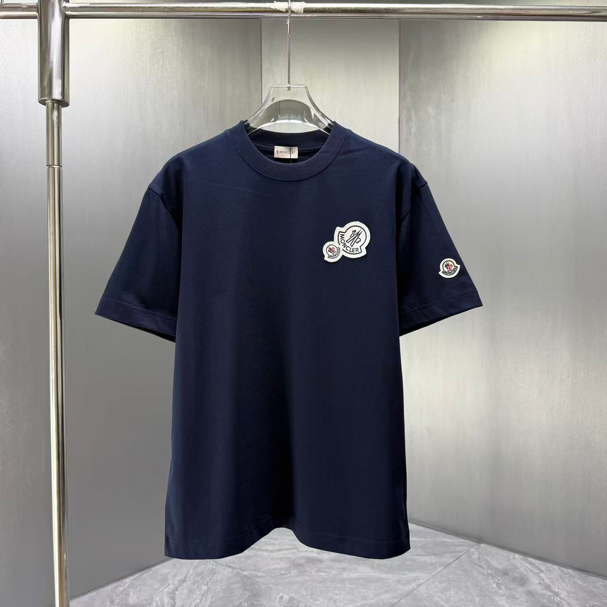 Moncler Double Badge T-Shirt Navy
