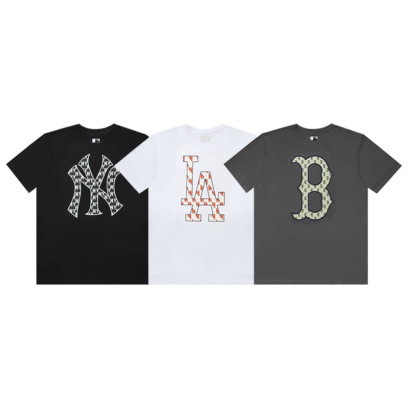 MLB Monogram‑Pattern Big Logo Cotton Crew‑Neck Short‑Sleeve T‑Shirt