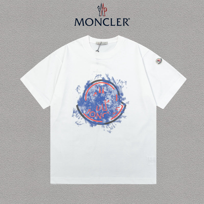 Moncler Watercolor Graffiti Logo Graphic Tee White