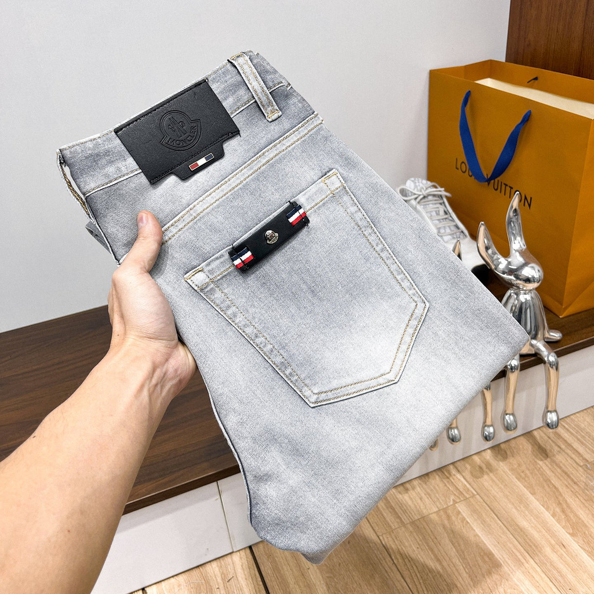 Moncler Slim‑Fit Washed Denim Jeans
