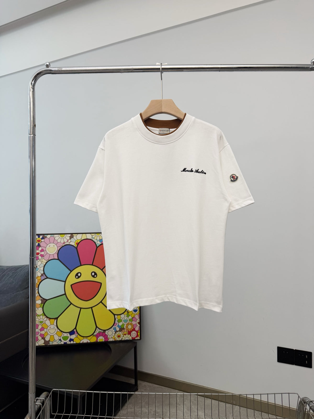 Moncler Shelton Logo Embroidered T-Shirt White
