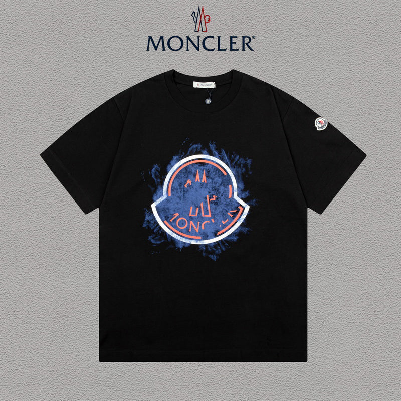Moncler Watercolor Graffiti Logo Graphic Tee Black