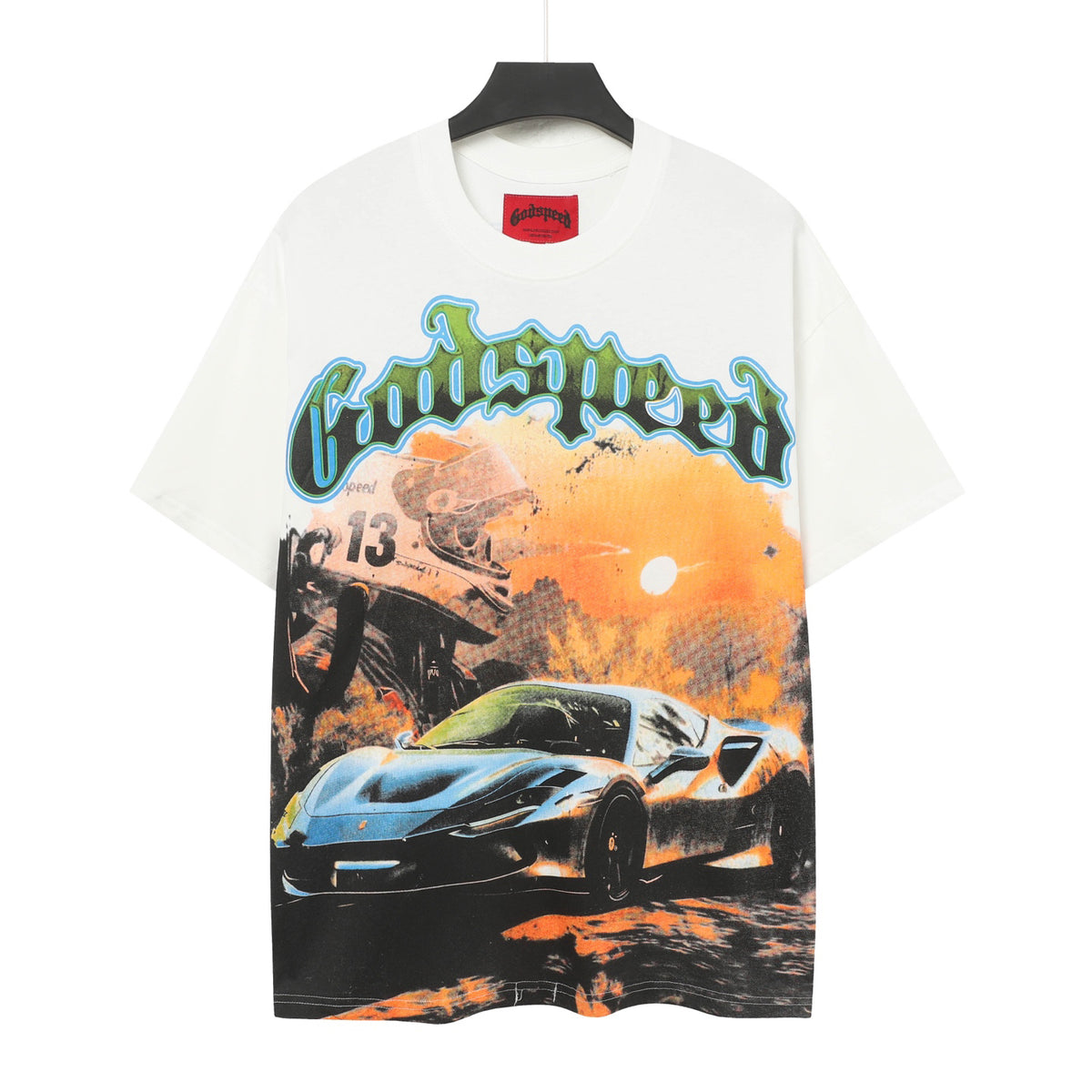 Godspeed Sunset Drift Short Sleeve Tee | Bone White Streetwear Graphic T‑Shirt