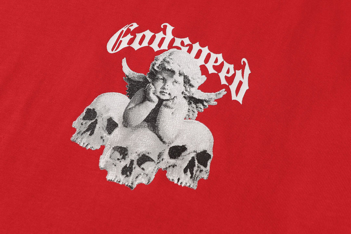 Godspeed Cherub Skull Red Vintage Graphic Tee