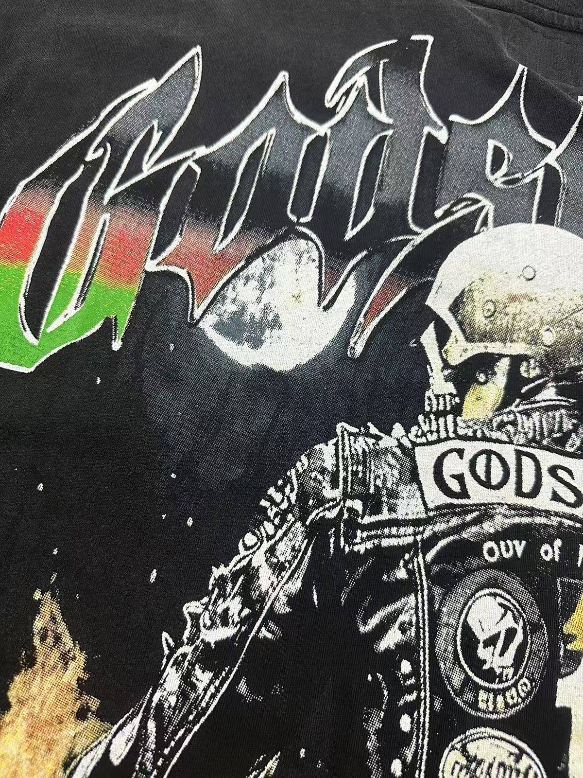 Godspeed Biker Skeleton Vintage Graphic Tee