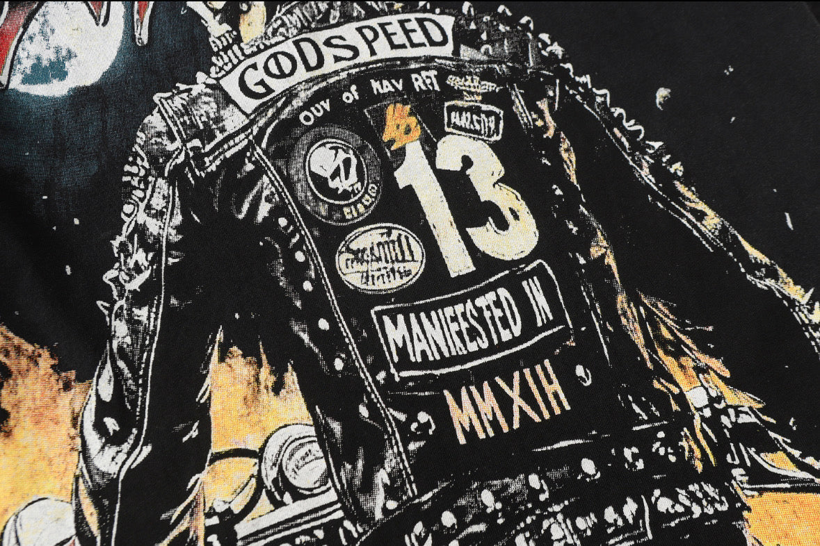 Godspeed Biker Skeleton Vintage Graphic Tee