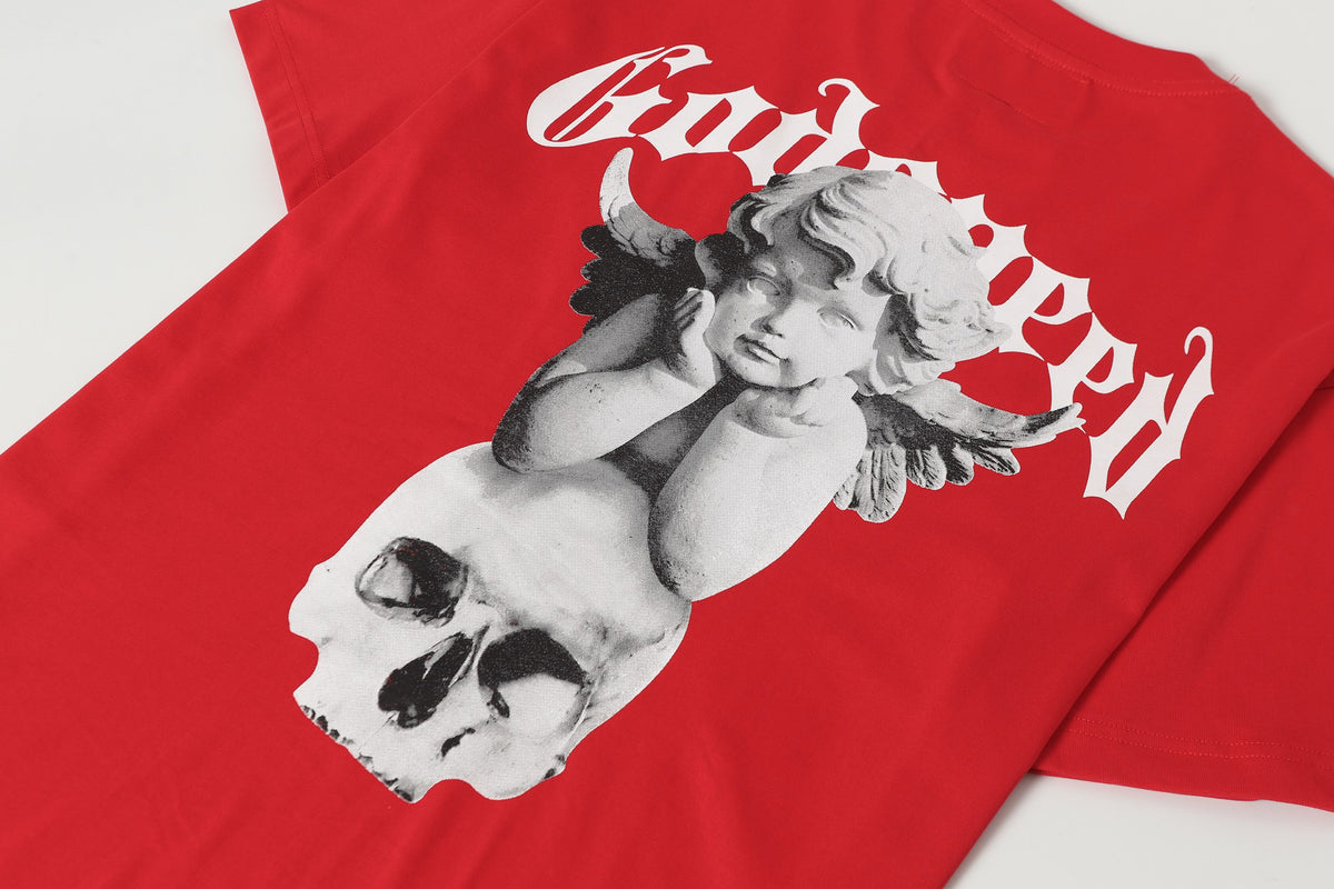 Godspeed Cherub Skull Red Vintage Graphic Tee
