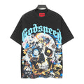 Godspeed Psychedelic Floral Skull Short‑Sleeve T‑Shirt (Black)