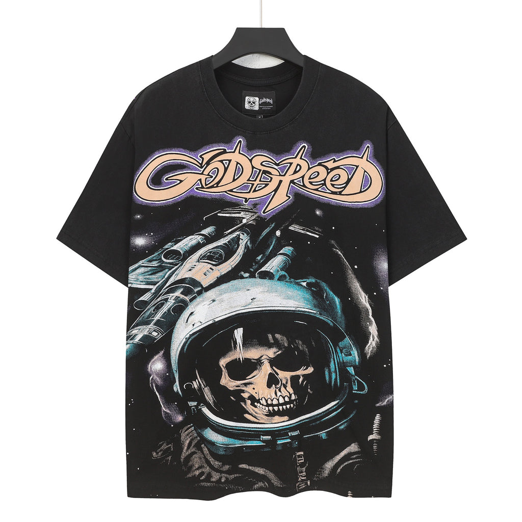 Godspeed Skeleton Astronaut Short Sleeve Tee (Washed Black)
