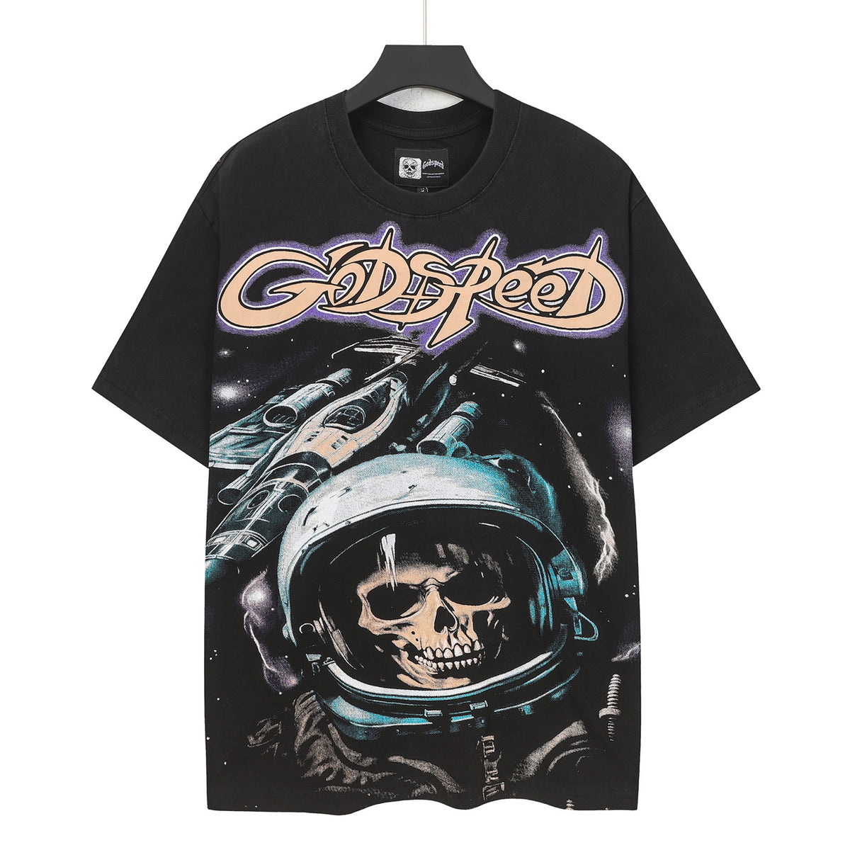 Godspeed Skeleton Astronaut Short Sleeve Tee (Washed Black)