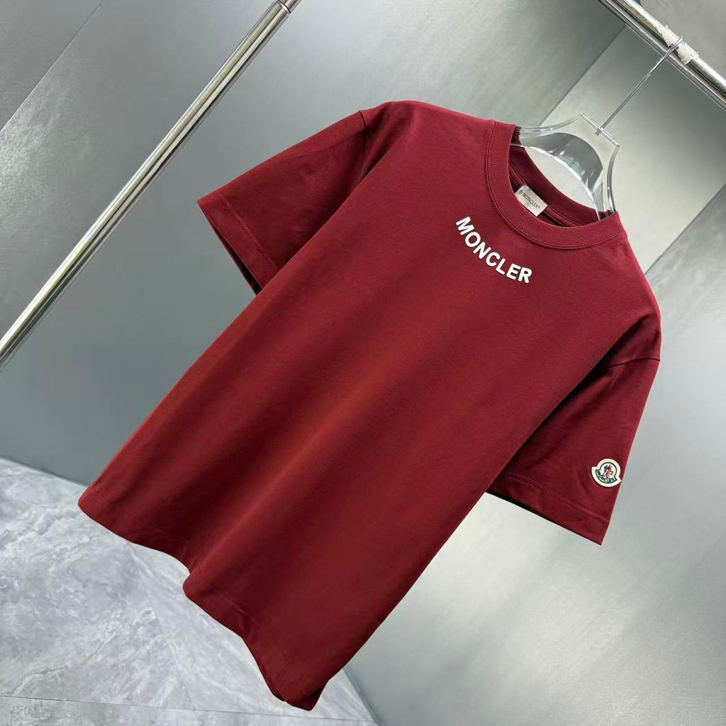 Moncler Lettering Logo T-Shirt Burgundy