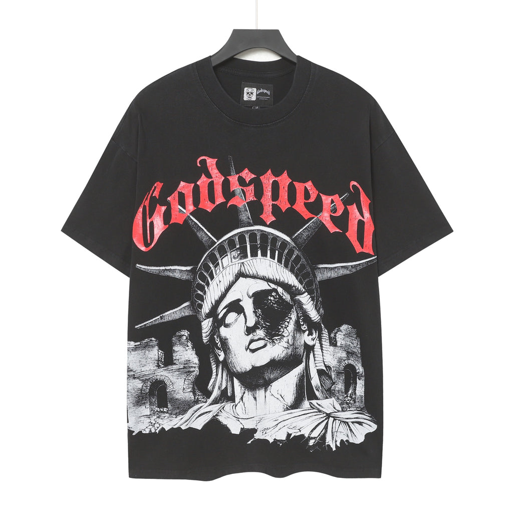 Godspeed Fallen Liberty Ruins Black Graphic Tee