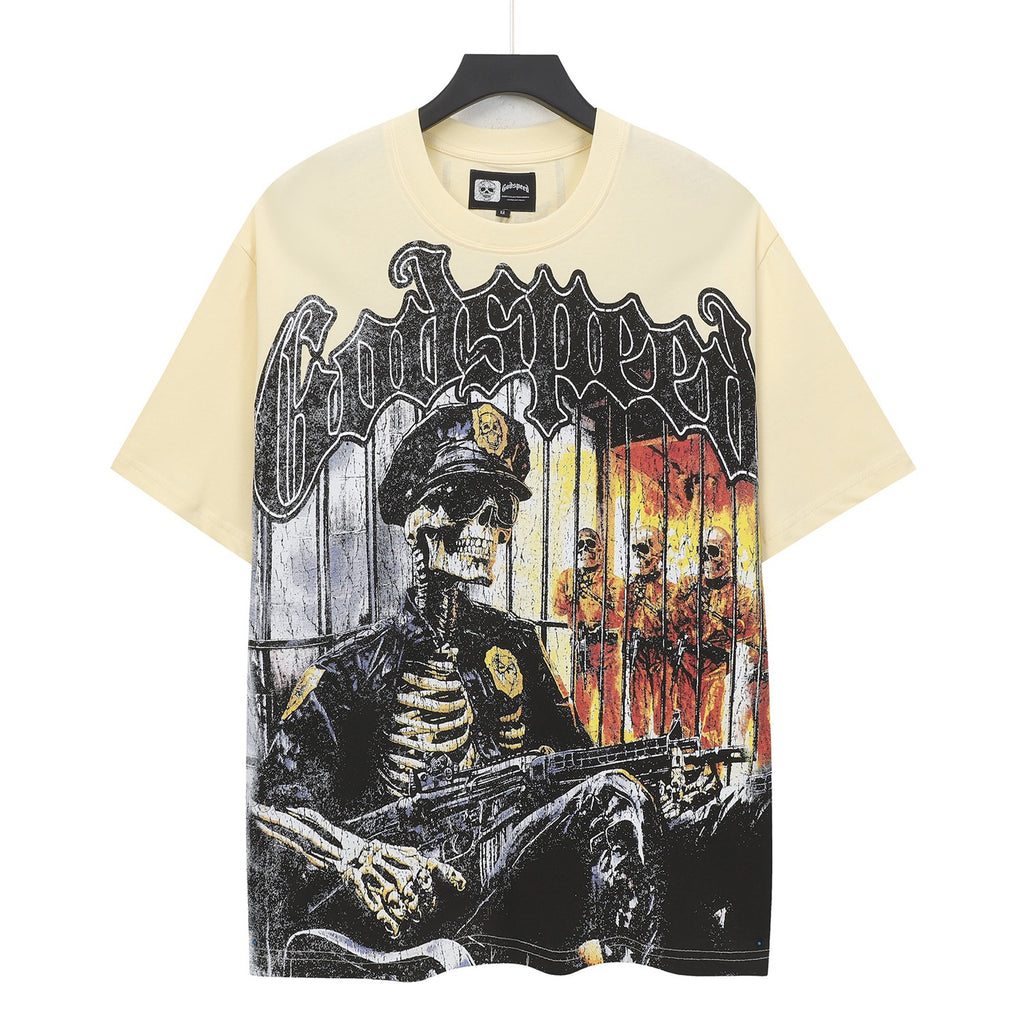 Godspeed Skeleton Prison Warden Short Sleeve Tee (Cream Yellow)