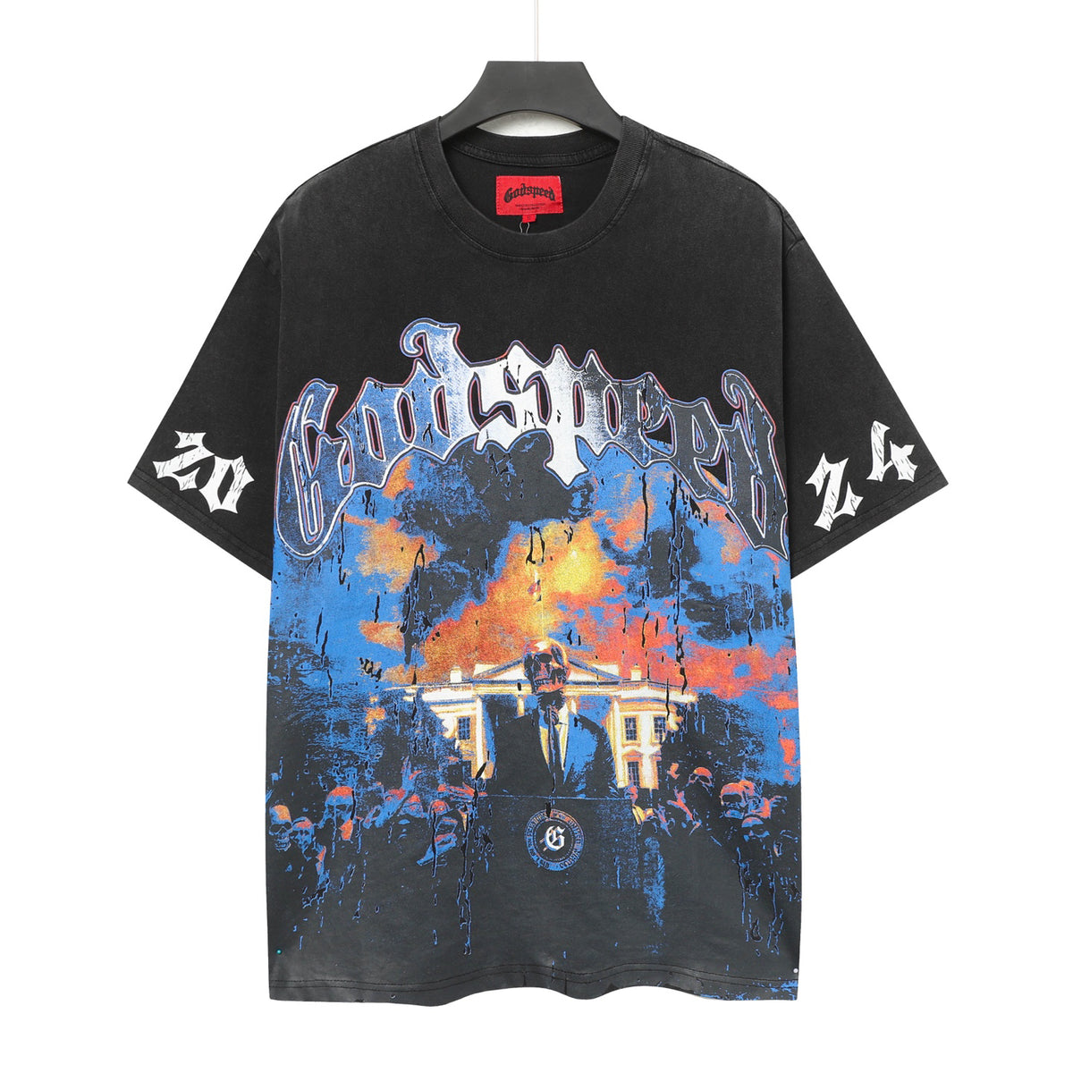 Godspeed Presidential Skull Rally Short‑Sleeve T‑Shirt (Black)