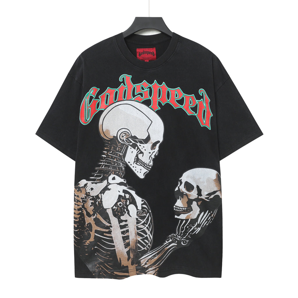 Godspeed Dual Skull Cyborg Confrontation Black Graphic Tee