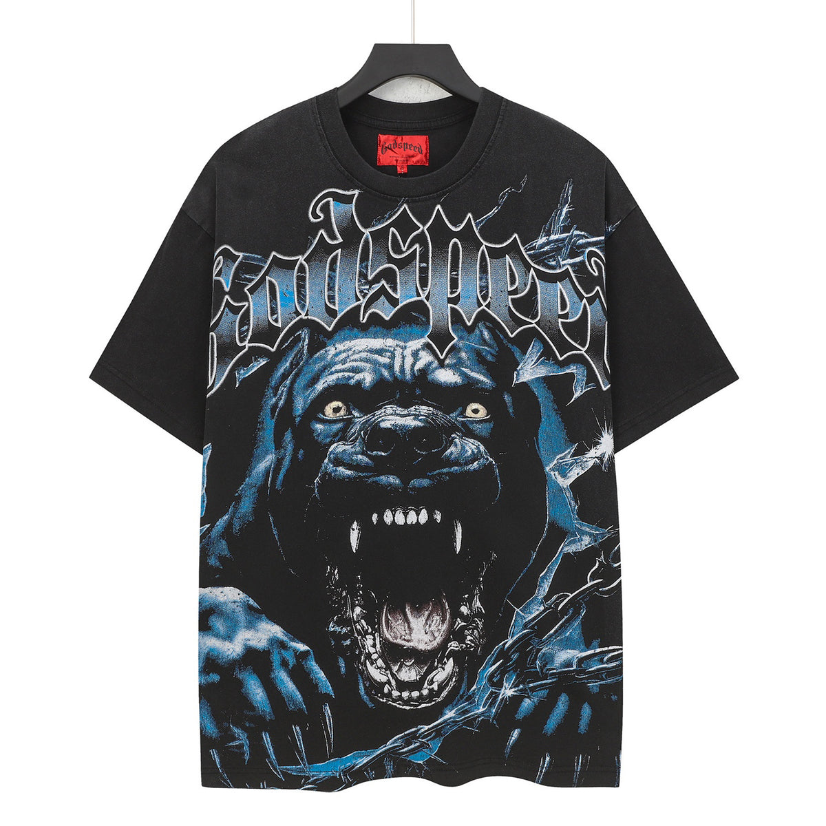Godspeed Roaring Pitbull Vintage Short‑Sleeve Tee (Black)