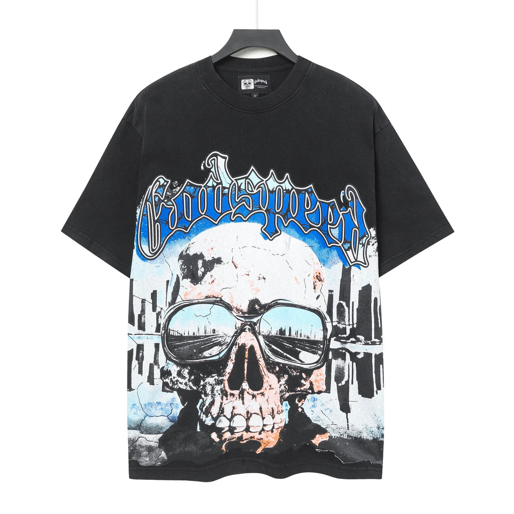 Godspeed Skull Graphic Vintage Washed Tee