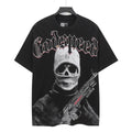 Godspeed Skull Balaclava Gunman Vintage Short‑Sleeve Tee (Washed Black)