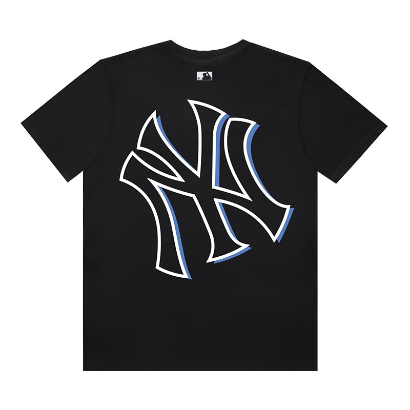 MLB Double‑Strike Outline Logo Crew‑Neck Cotton Short‑Sleeve T‑Shirt