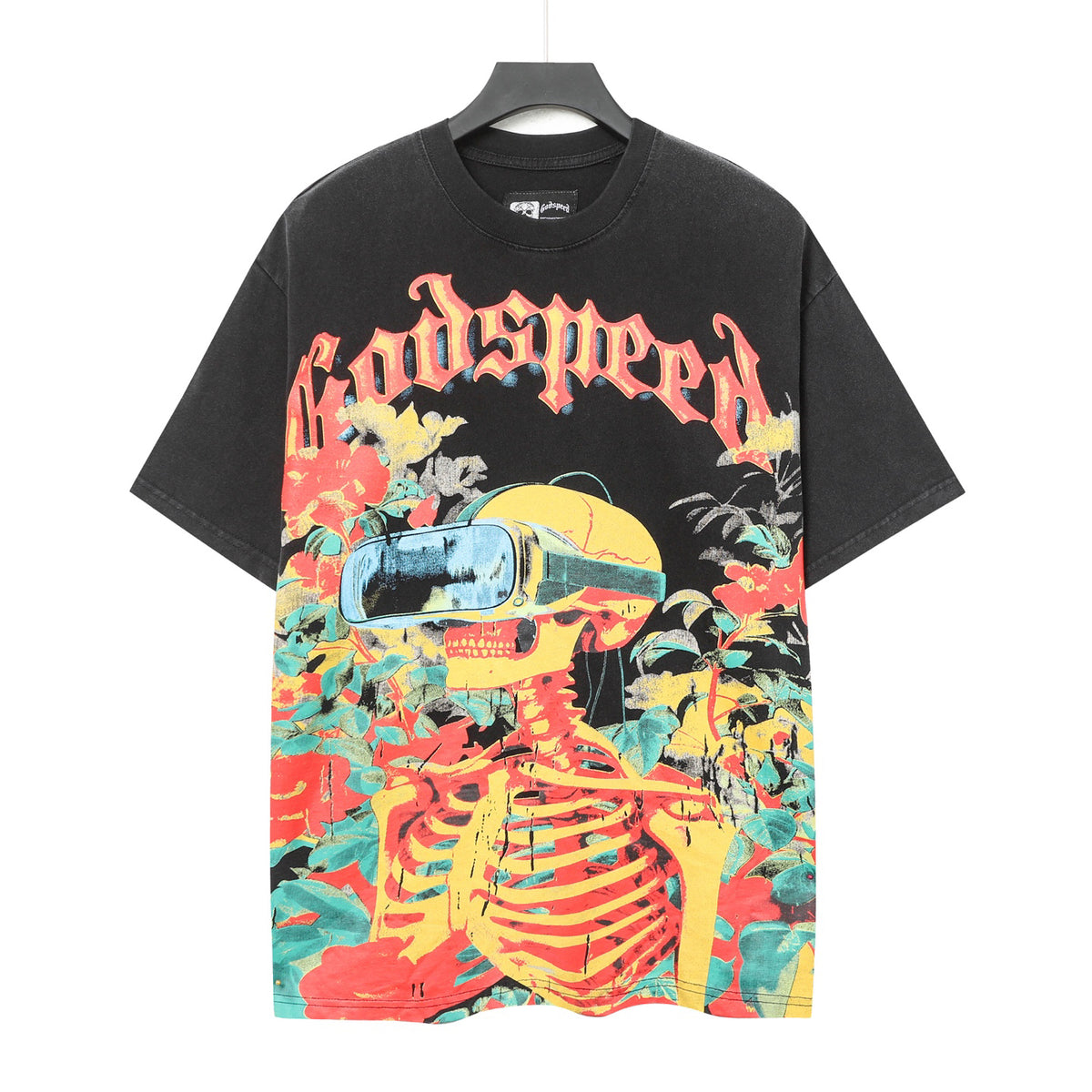 Godspeed VR Flower Skeleton Short‑Sleeve T‑Shirt (Black)
