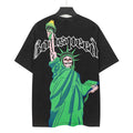 Godspeed Skeleton Statue Of Liberty Short Sleeve Tee (Washed Black)