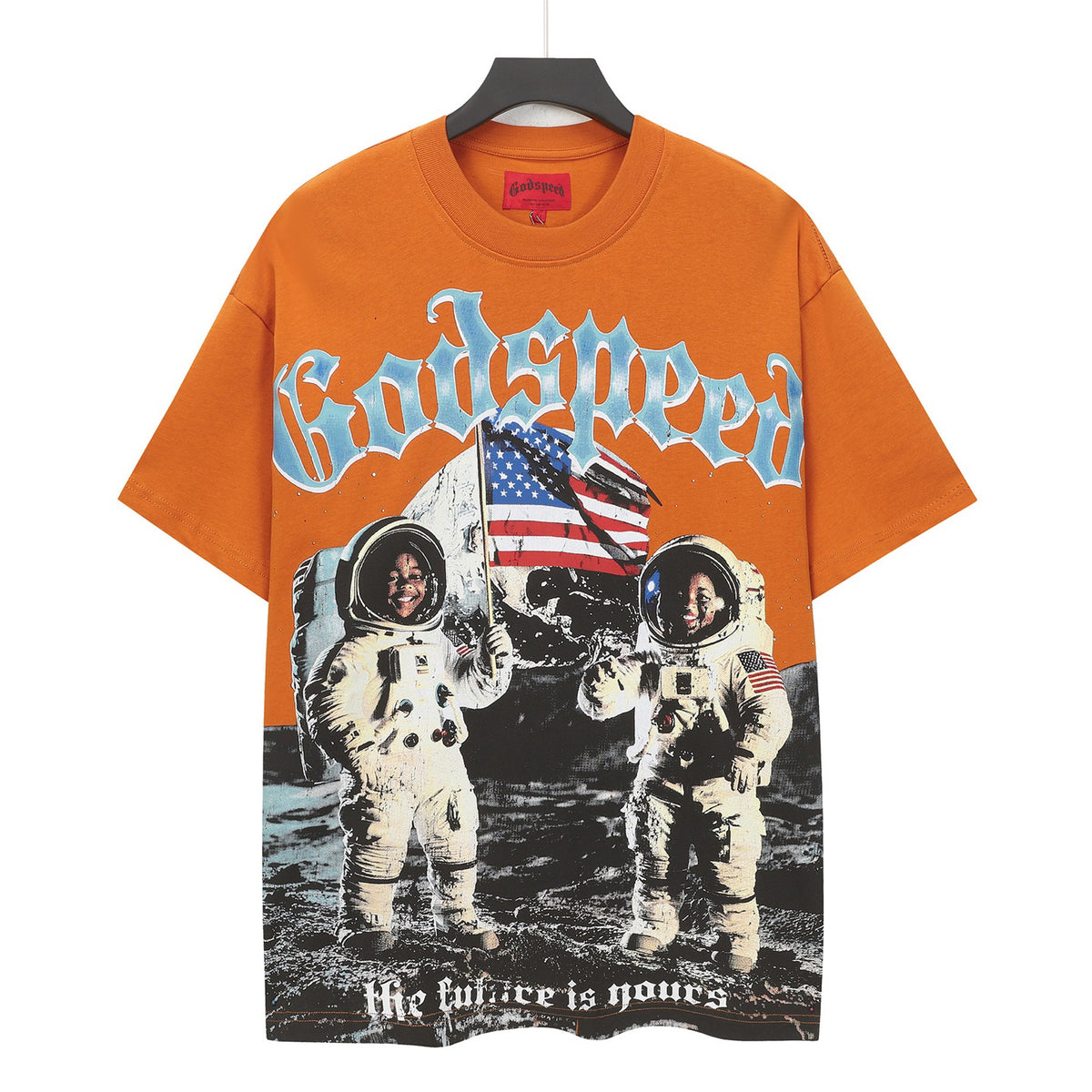 Godspeed Moon Landing Astronauts Short Sleeve Tee (Rust Orange)