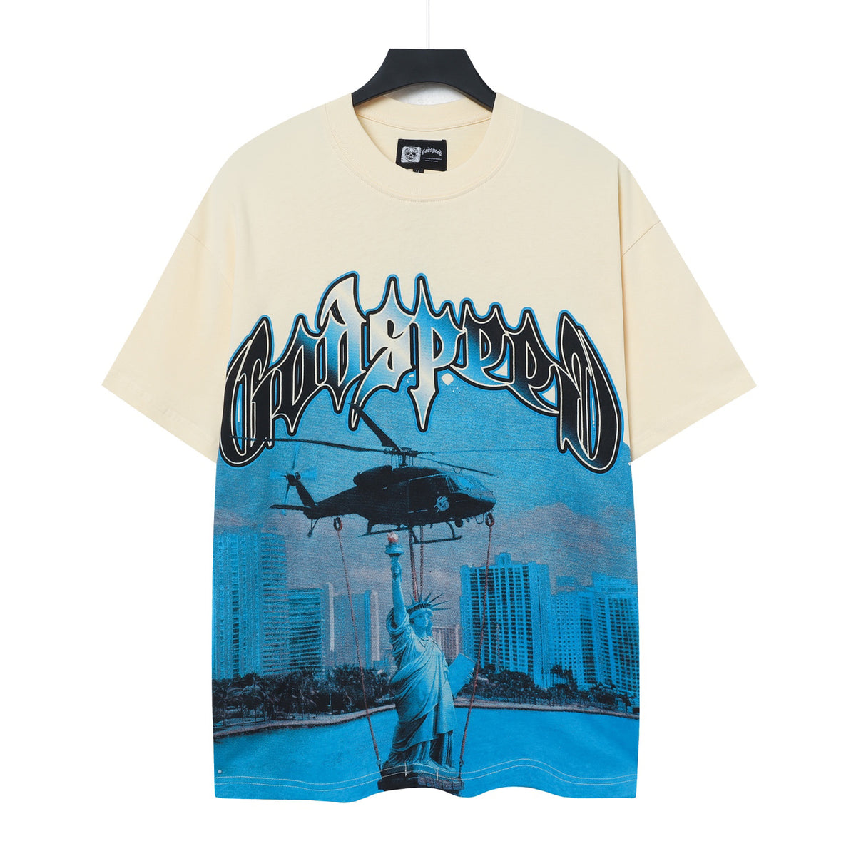 Godspeed Helicopter Liberty Statue Vintage Graphic Tee