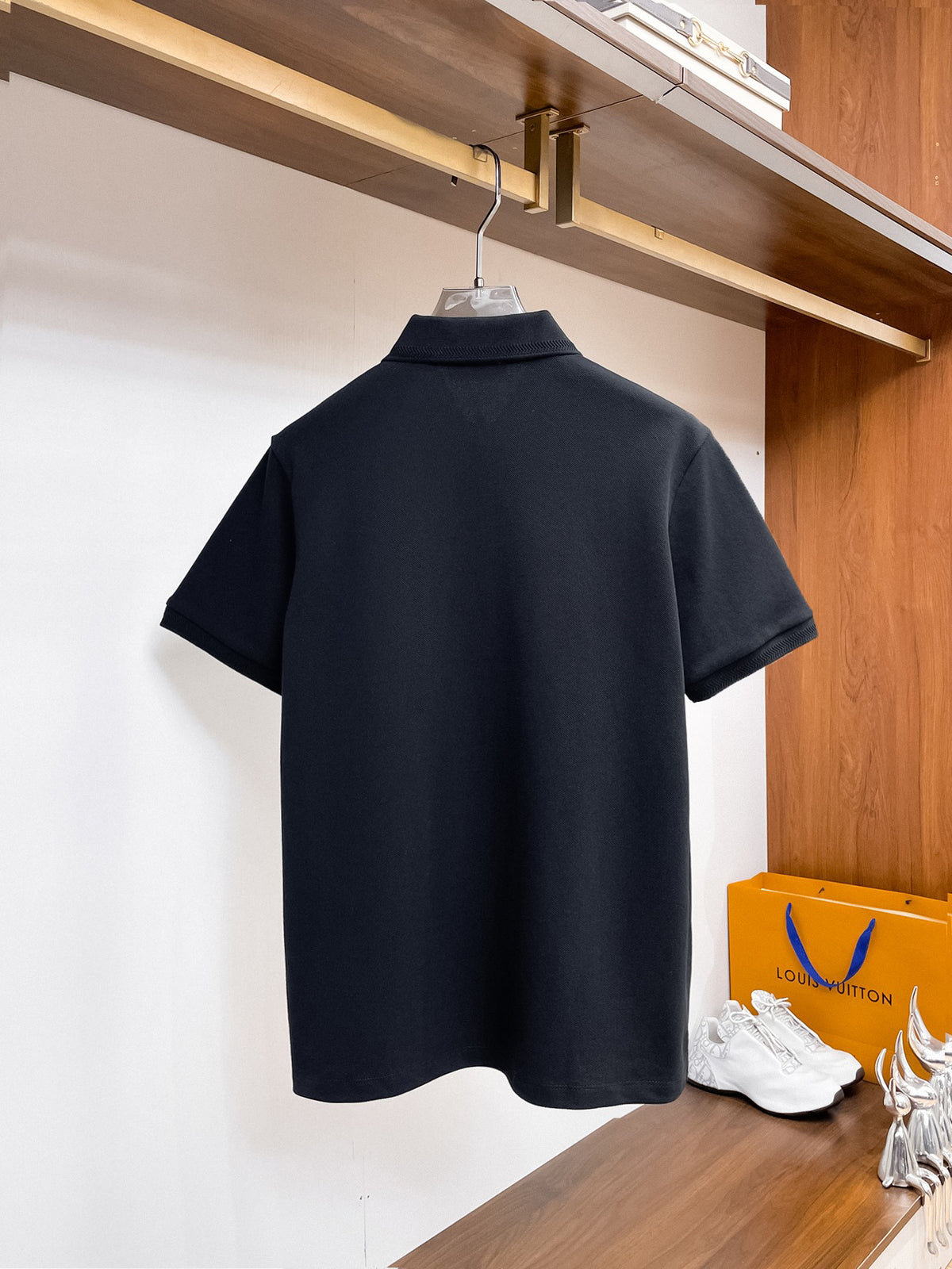 Moncler Logo‑Patch Short‑Sleeve Polo Shirt (Black)