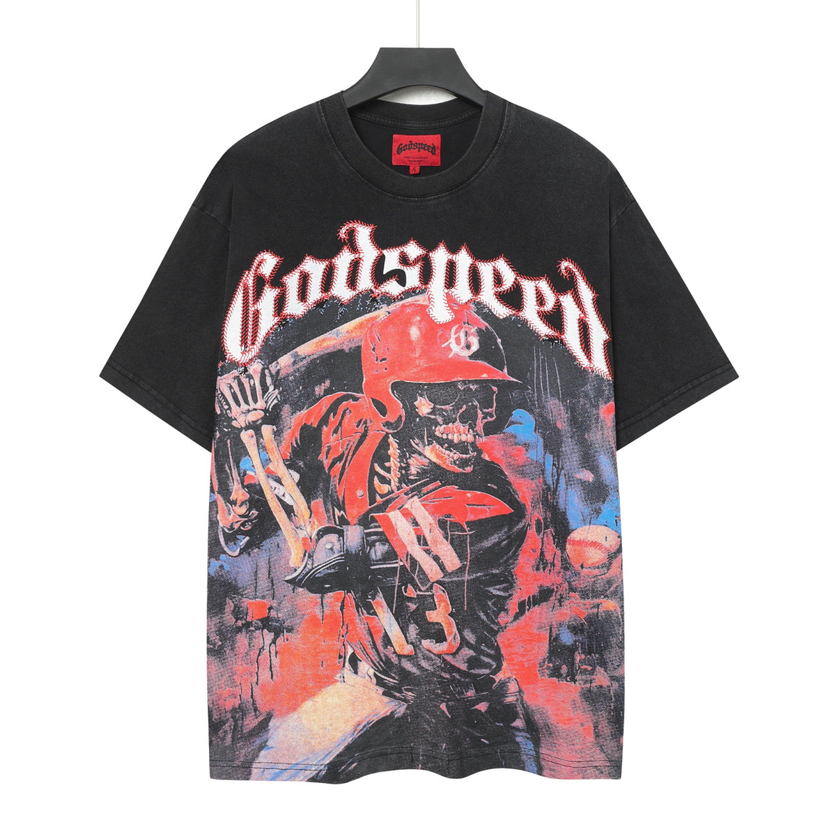 Godspeed Skeleton Baseball Batter Graphic T‑Shirt