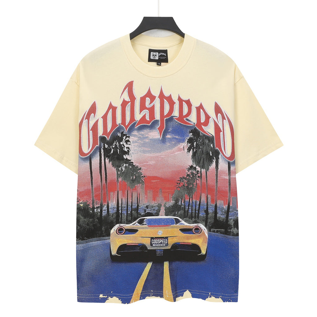 Godspeed LA Supercar Highway Short Sleeve Tee (Cream Yellow)