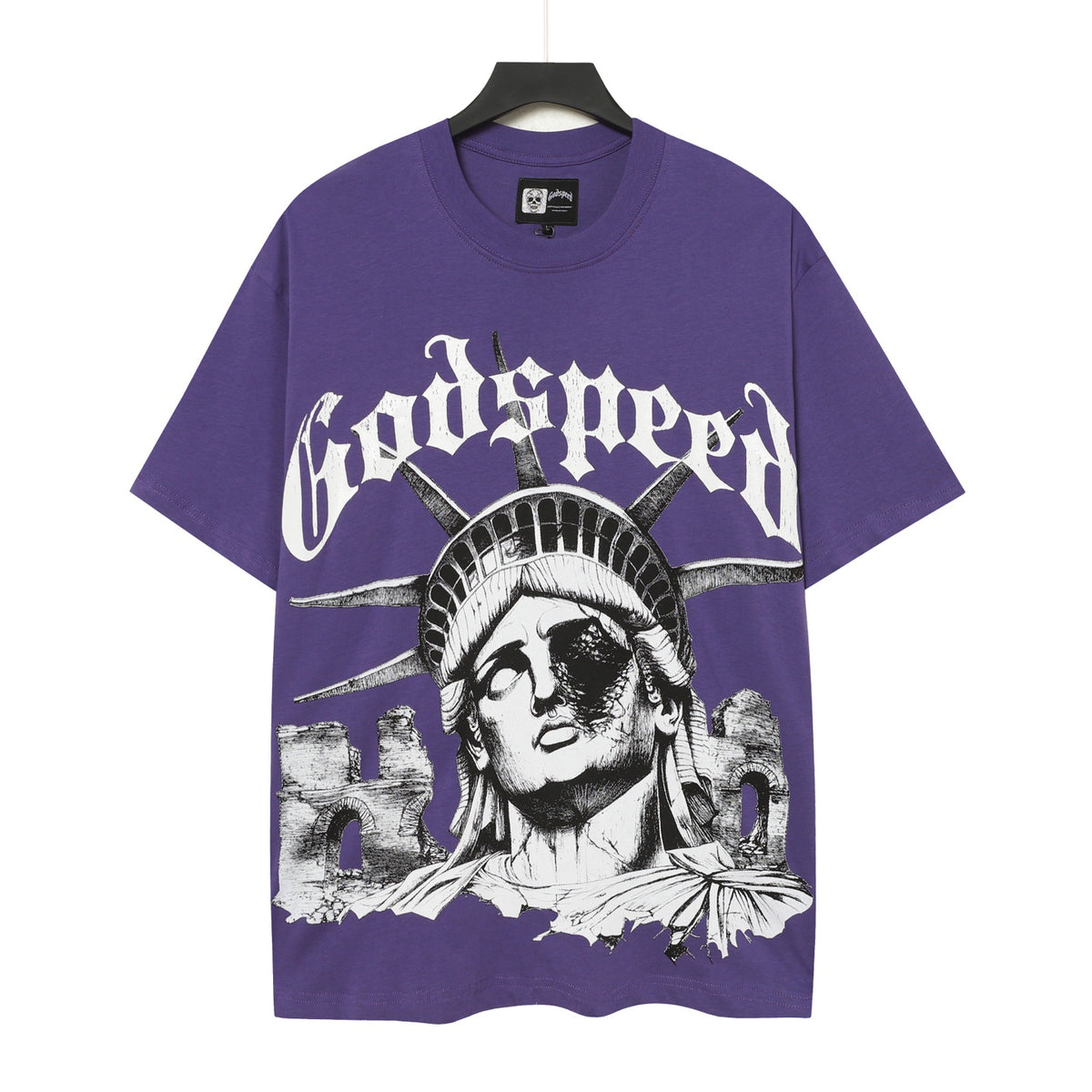 Godspeed Fallen Liberty Ruins Vintage Graphic Tee (Purple)