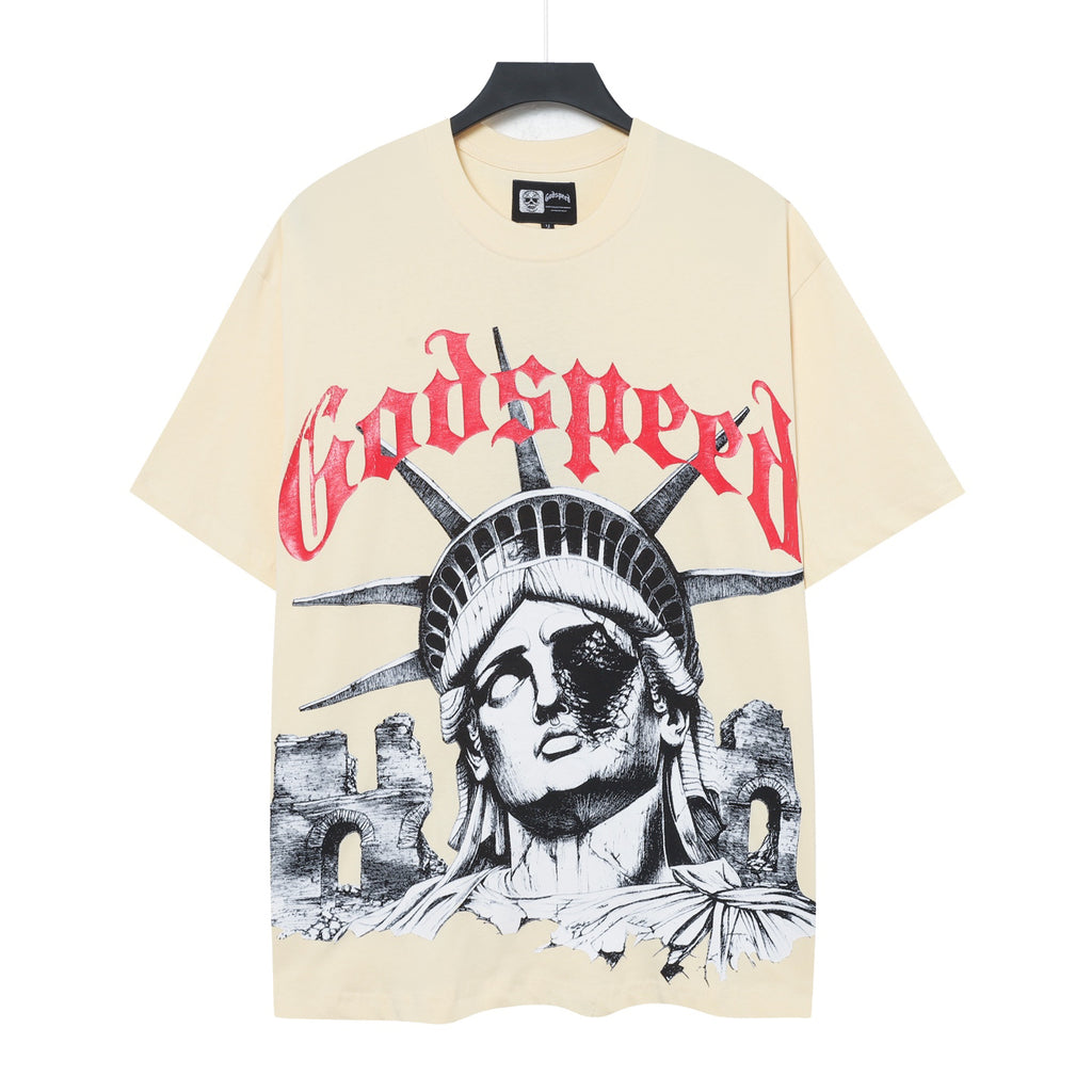 Godspeed Fallen Liberty Ruins Vintage Graphic Tee