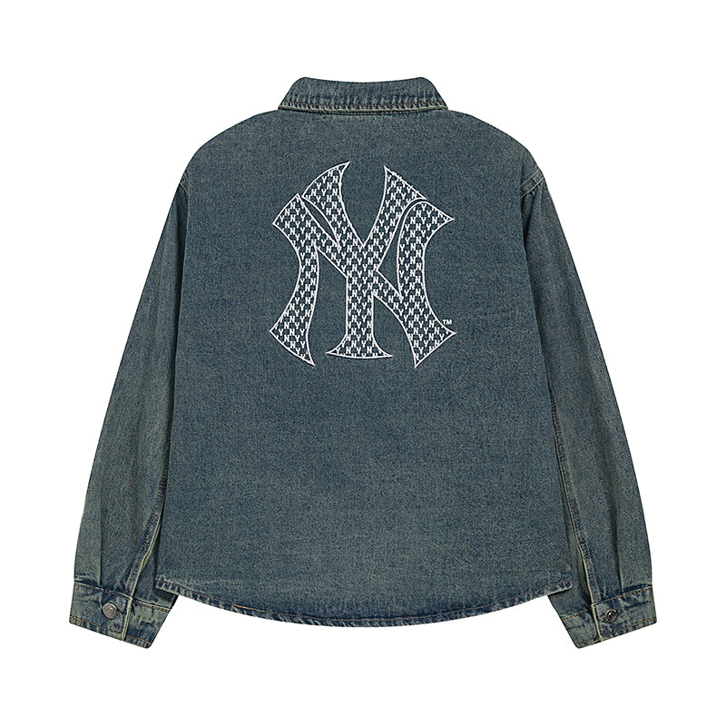 NY Yankees Washed Denim Shirt Jacket