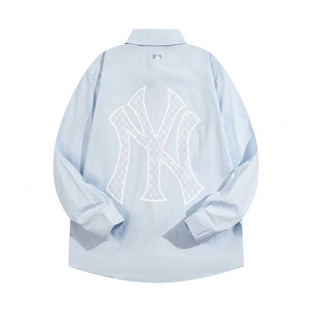NY Yankees Embroidered NY Oxford Button-Down Shirt - Light Blue
