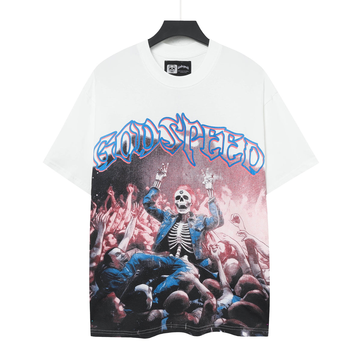 Godspeed Crowd‑Surfing Skeleton Concert Short‑Sleeve T‑Shirt (White)