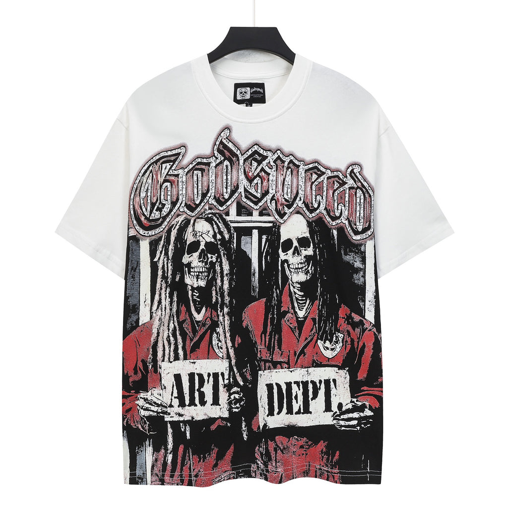 Godspeed Art Dept Mugshot Skeletons Short Sleeve Tee (Vintage White)