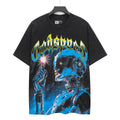 Godspeed Blue Space Robot Vintage Short‑Sleeve Tee (Washed Black)