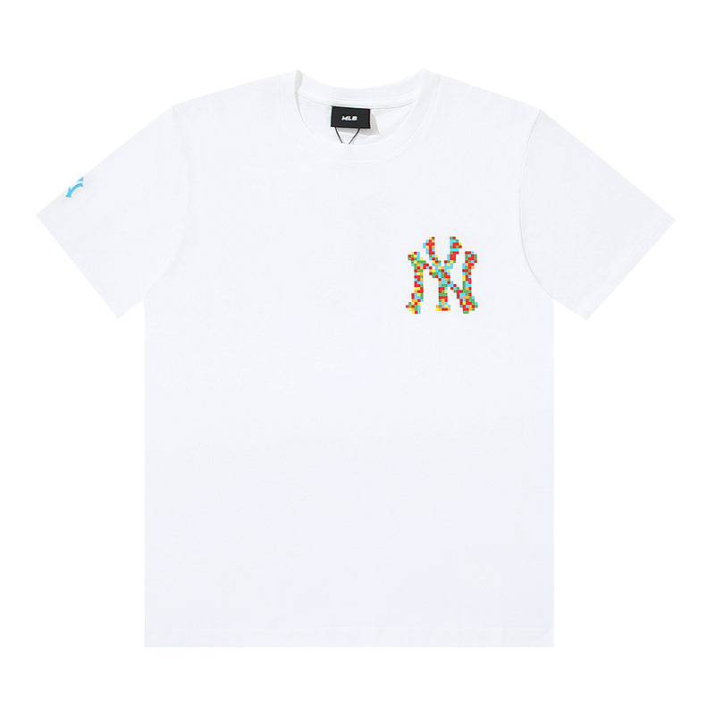 MLB Color‑Pixel Chest Logo Cotton Short‑Sleeve T‑Shirt