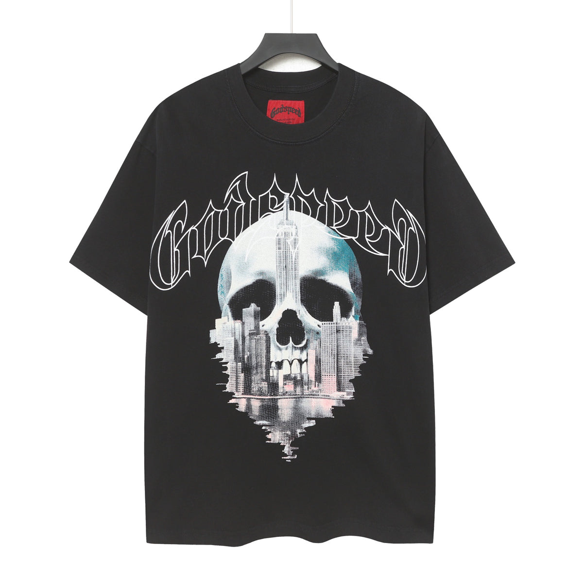 Godspeed NYC Skull Skyline Vintage Graphic Tee